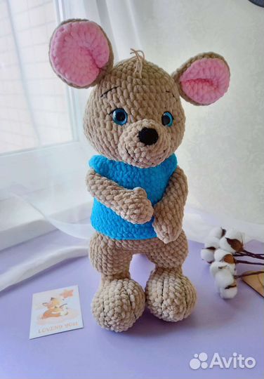 Вязаные игрушки ручной работы, вязаный зайка,мишка