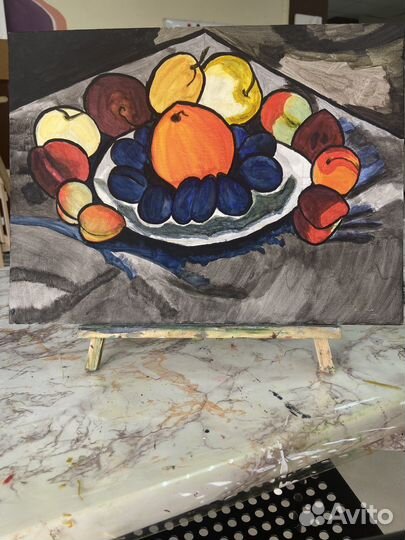 Картина маслом «Фрукты на блюде»