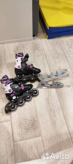 Коньки ледовые роликовые 2 в 1