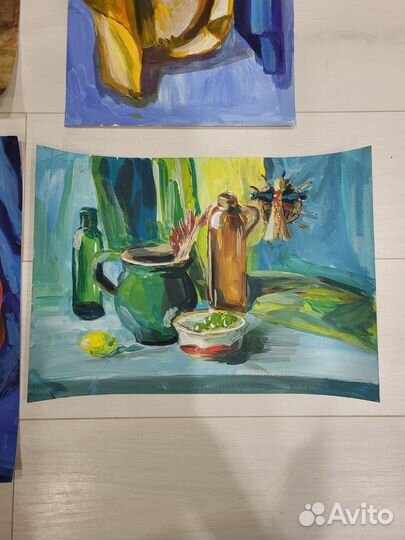 Натюрморт гуашь, пастель учебный рисунок