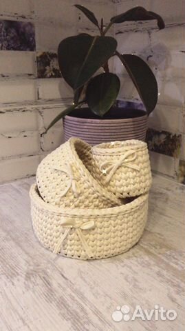 Корзина из трикотажной пряжи