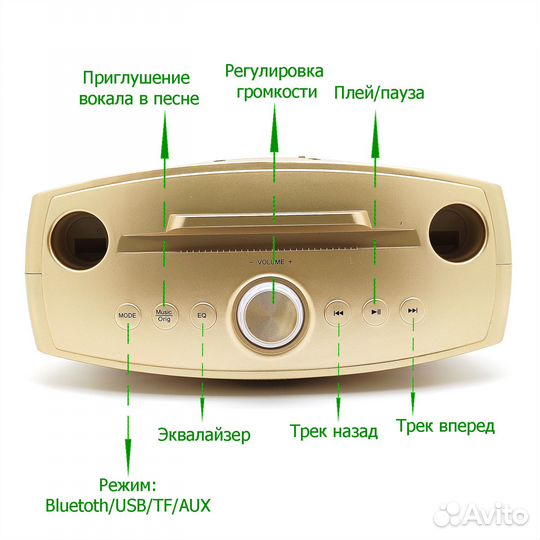 Беспроводная колонка с караоке sdrd SD-306 gold