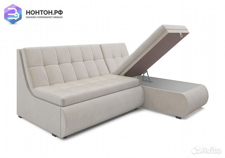 Угловой диван дельфин Дубай вельвет бежевый