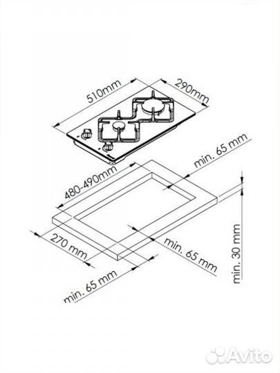 Варочная газовая панель Kuppersberg Домино FG 32 W