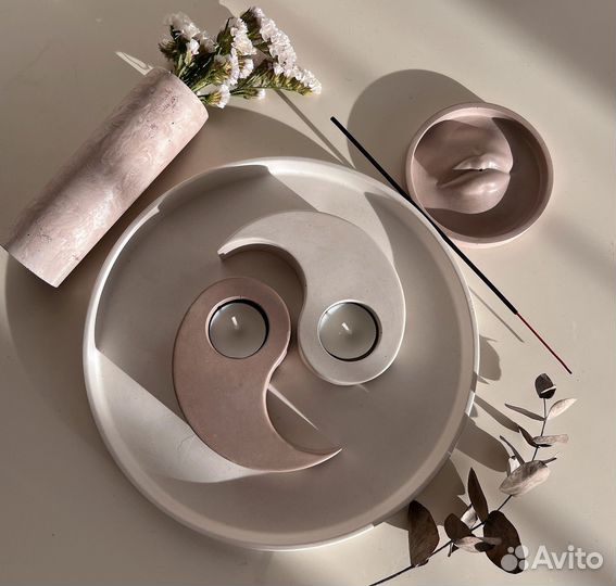 Набор Инь-Янь с подставкой для аромапалочек, вазой