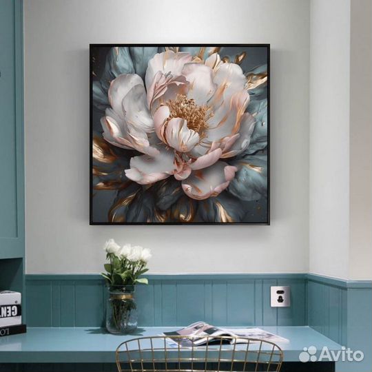 Интерьерная картина цветы пионы Премиум холст