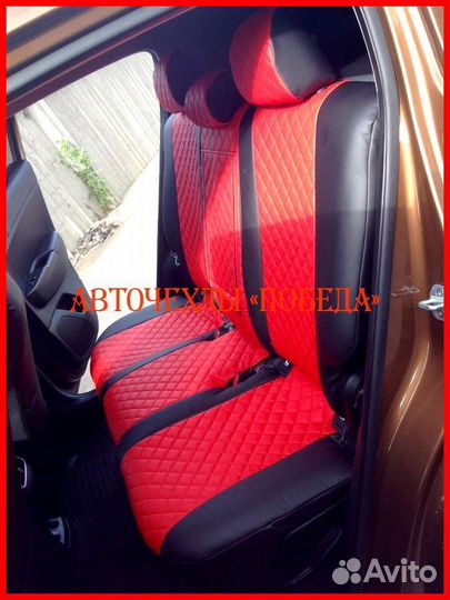 Чехлы Kia Sportage 4 из экокожи чёрно-красные Ромб