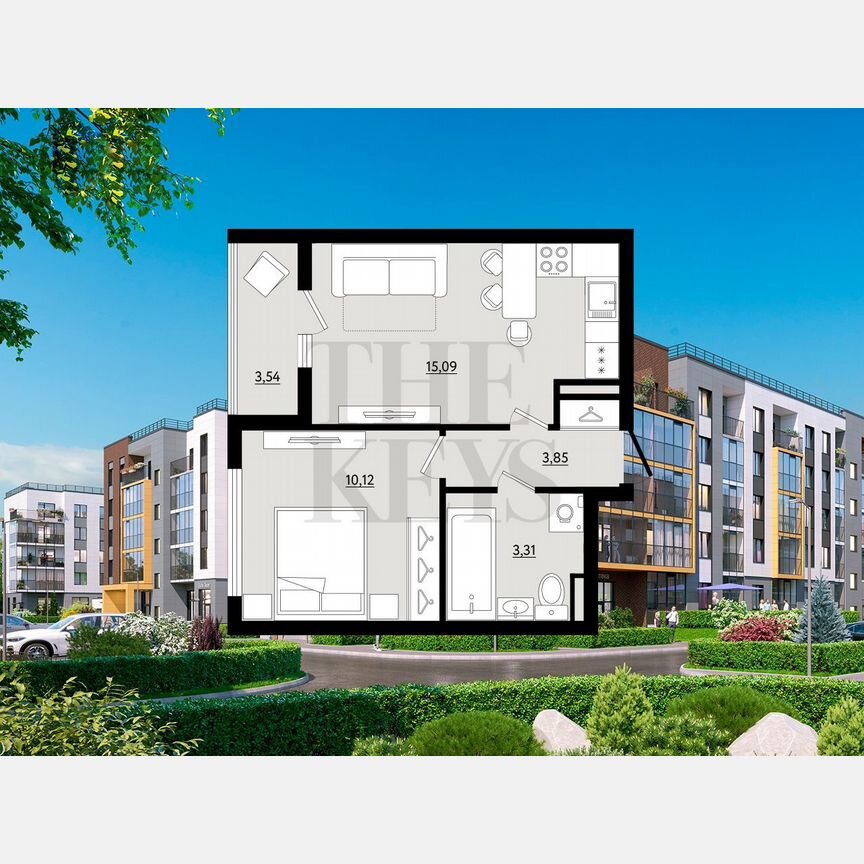 1-к. квартира, 34,1 м², 4/5 эт.