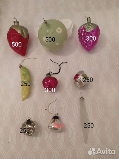 Ёлочные игрушки на прищепке, папье-маше СССР