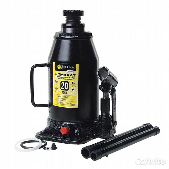 Домкрат бутылочный 20т 245-455мм с клапаном (ремко