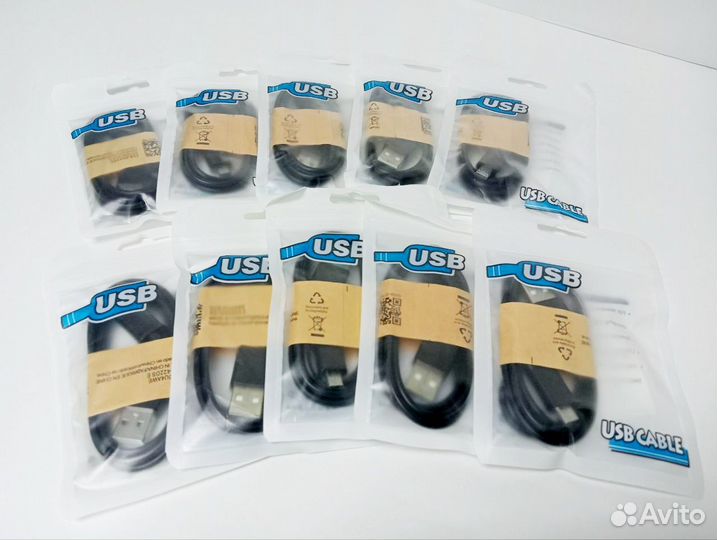Кабель USB 2.0 A-micro-B 0.8м 1.0A, комплект 10шт