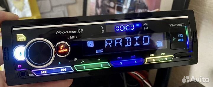 Магнитола Pioneer блютуз type-c rgb подсветка