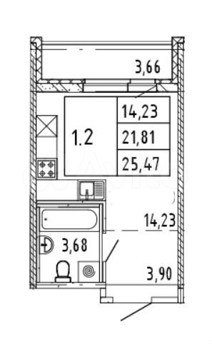 Квартира-студия, 23,6 м², 12/18 эт.