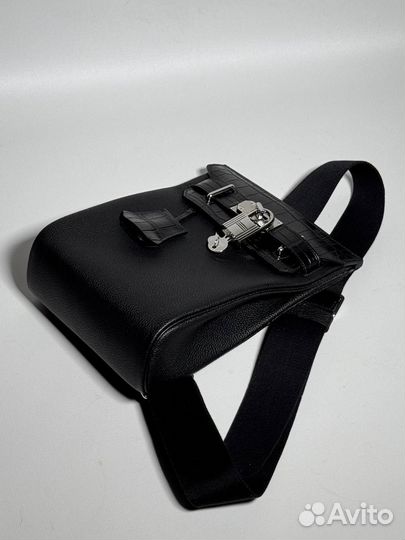 Мужская сумка слинг Hermes из натуральной кожи
