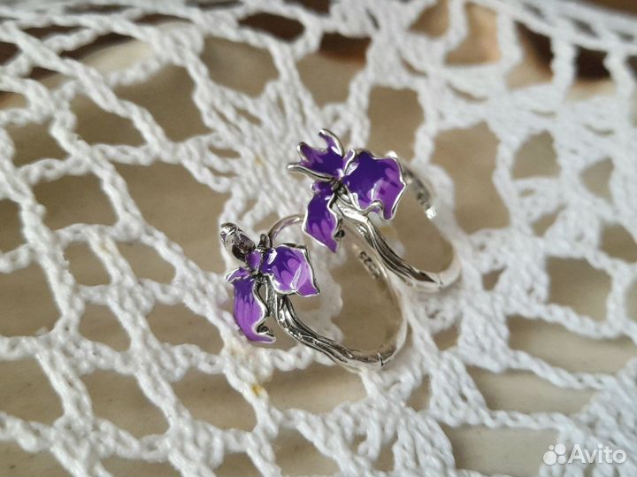 Серьги серебро с эмалью