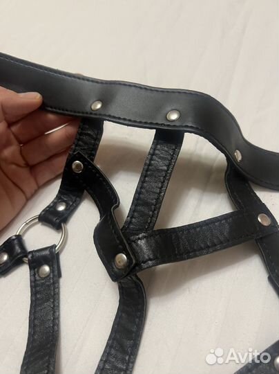 Кожаный эротический костюм, портупея + бикини