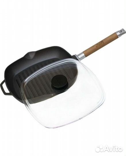 Чугунная сковорода. Сковорода гриль 28х28см с крыш