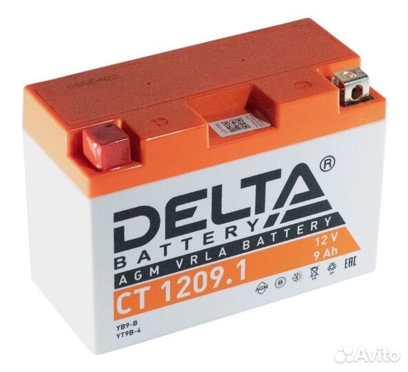 Аккумулятор delta ст-1209.1 зал п.п. (YB9B-BS)
