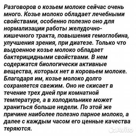 Козье молоко парное