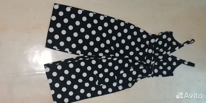 Комбинезон женский черный в белый горох