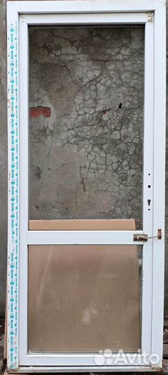 Дверь входная металлопластик белая 213 х 90 - бу