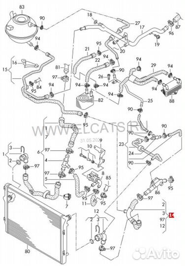 Патрубок радиатора Passat B6 CC Golf 6 cbaa