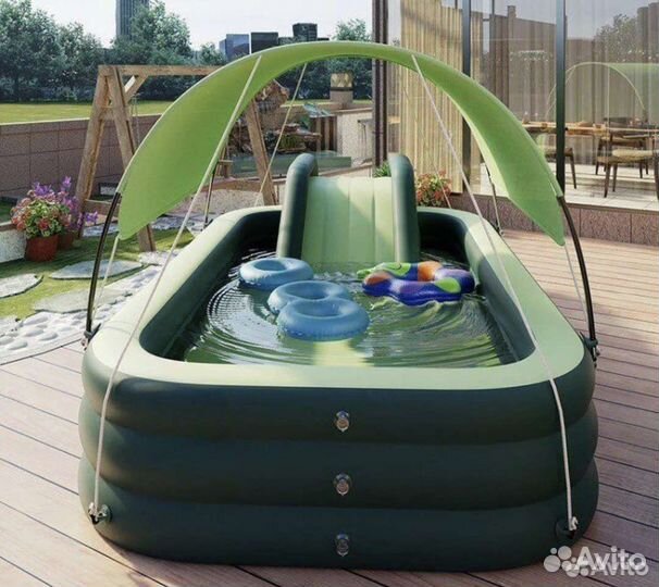 Детский надувной бассейн с горкой