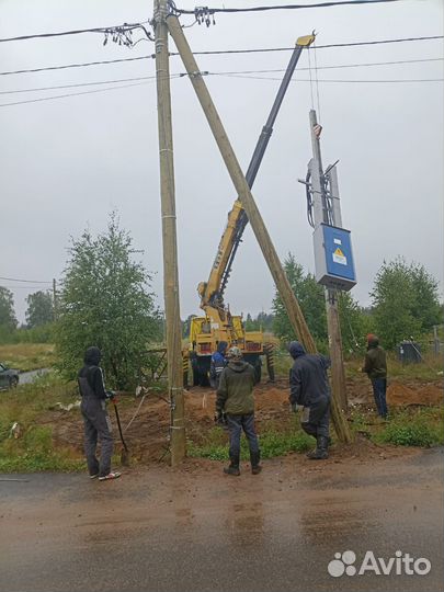 Установка жб опор,электрических столбов