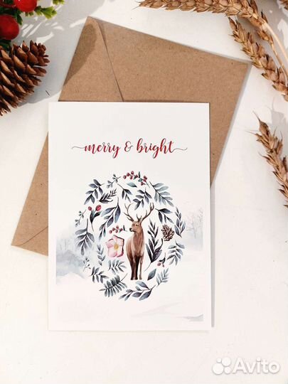 Новогодние открытки акварель разные