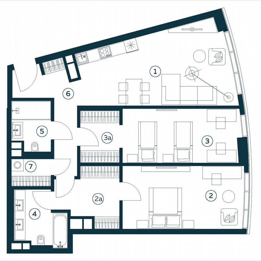 2-к. квартира, 96,7 м², 13/20 эт.