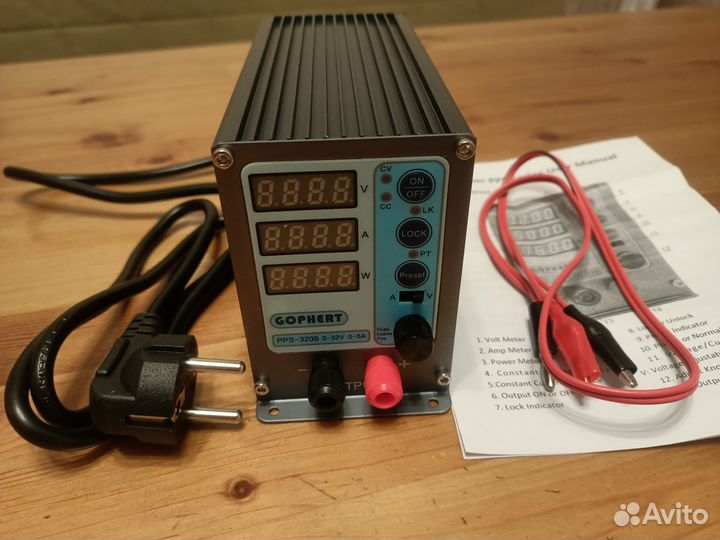 Фланцевый лабораторный источник 32В5А клеммы спере