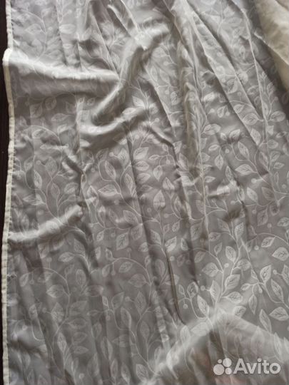 Тюль winterra листья кремовая