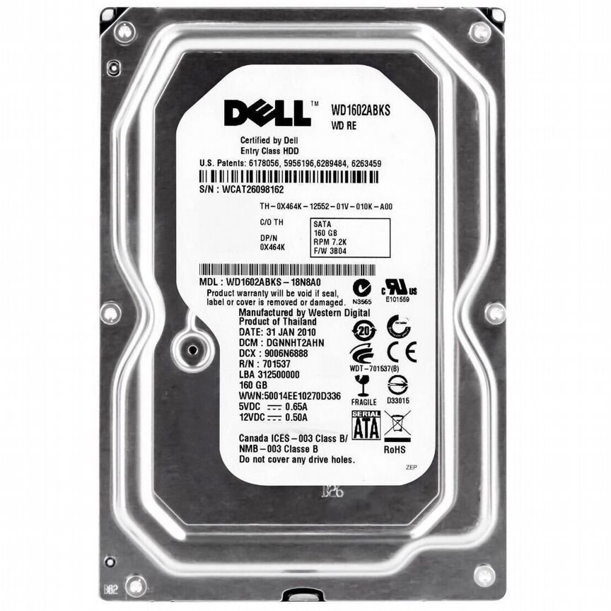 [X464K] Жесткий Диск Dell 160gb Sata2 3,5" Hdd X464k