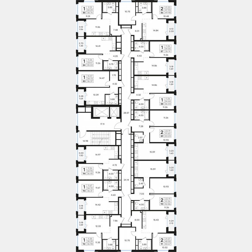 2-к. квартира, 53,2 м², 9/15 эт.