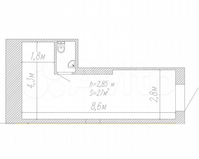 Свободного назначения, 27 м²
