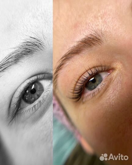 Ламинирование ресниц и оформление бровей