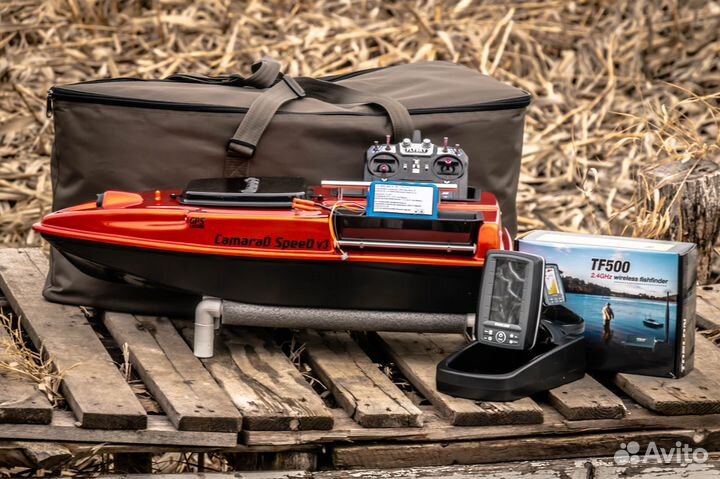 Прикормочный кораблик для рыбалки:эхолот,25А,сумки
