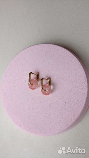 Золотые серьги с розовым турмалином