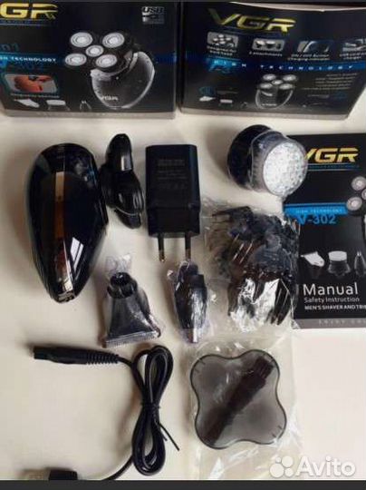 Шейвер 4в1 электробритва VGR-302 беспроводная