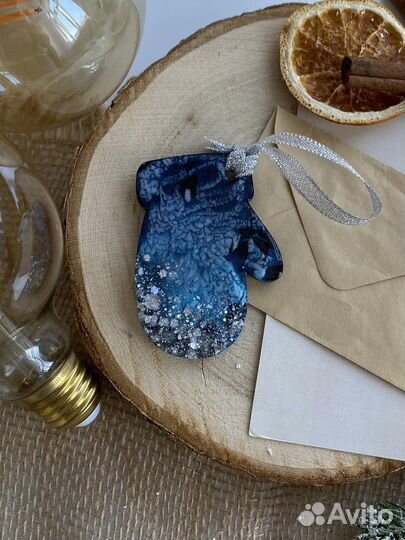 Новогодние игрушки из смолы, набор 5шт