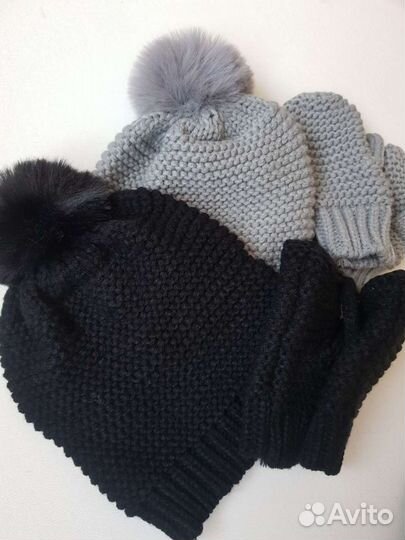 Комплект шапка варежки