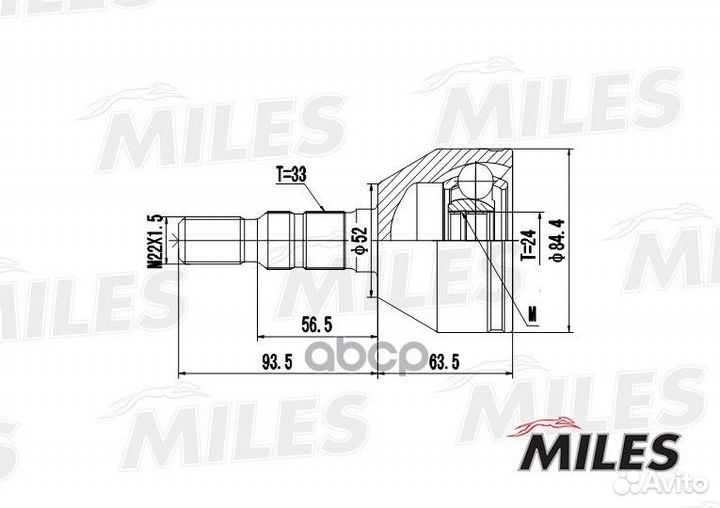 Шрус opel astra 1.7D/1.8 04- нар. ga20345 Miles