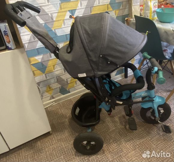 Коляска-велосипед трехколесный с ручкой berger