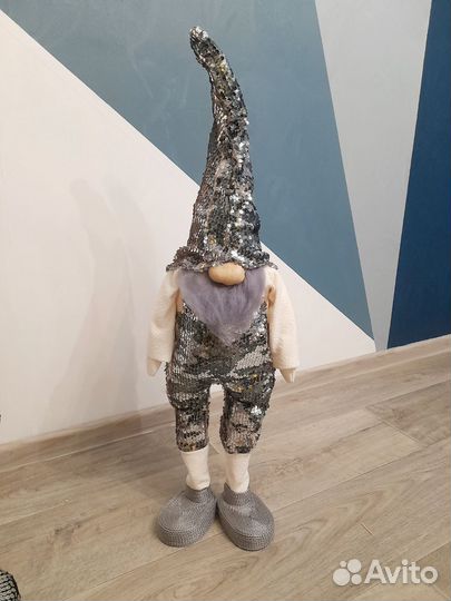 Интерьерный Скандинавский Гном 80-75 см пайетки