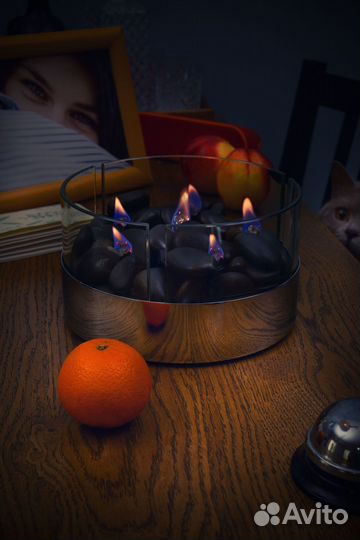 Настольный камин Magnifique с базальтовыми камнями