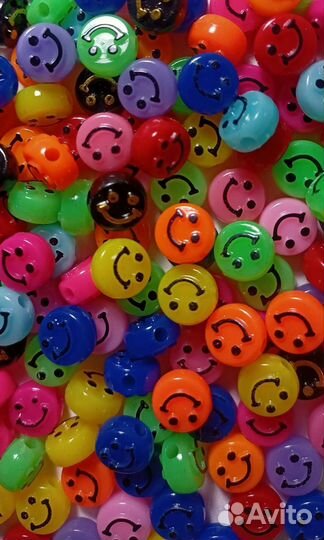 Бусины смайлики, 100 шт, новые
