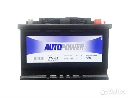Аккумулятор autopower A74-L3 Audi A3, A4