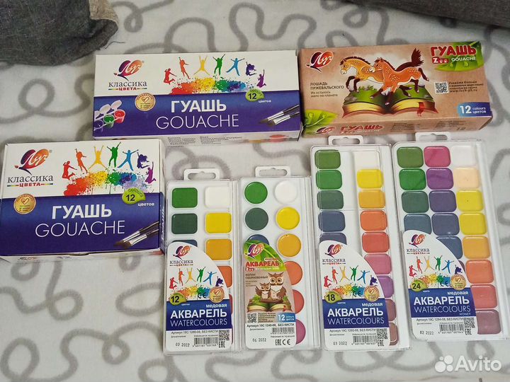 Набор 3 гуашь и 4 акварель, ц. за все