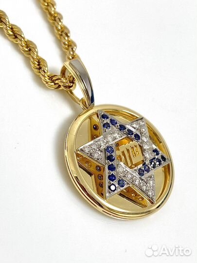 Золотая подвеска с бриллиантами и сапфирами 750 пр