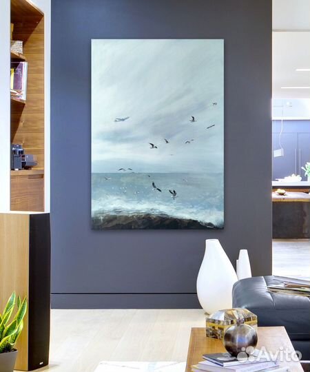 Интерьерная большая картина. Море, чайки